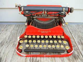 Vintage Corona 3 Special Edition Folding Typewriter Rare Red Color