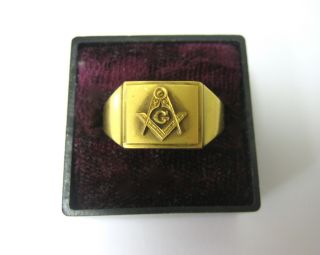 Vintage 10k Yellow Gold Mason Masonic Ring 6.  5 Grams Size 10