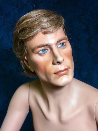 HINDSGAUL Mannequin Male Man w/ Hard Cap Wig Sitting Full Natural Realistic Vtg 2