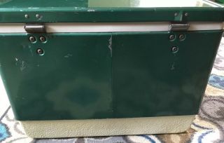 Vintage 1970s? COLEMAN Green Metal Ice Chest Cooler,  18 1/2 