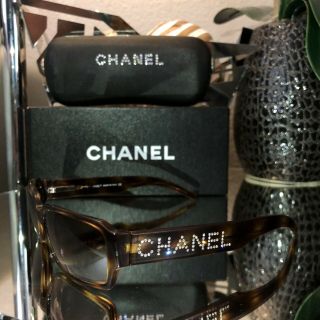 Vintage Chanel Sunglasses 5060 - B Swarovski Crystal Brown Eyeglasses Frames Rare