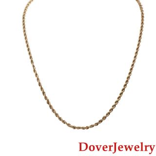Estate 14k Yellow Gold Rope Link Chain Necklace 5.  6 Grams Nr