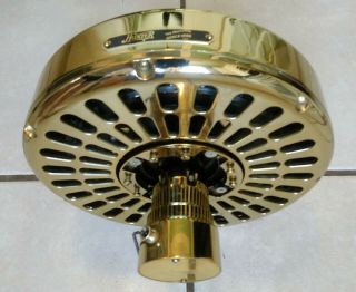 Vtg.  Hunter Ceiling Fan Motor 23822 Polished Brass 3 Speeds 2.  5 Amp