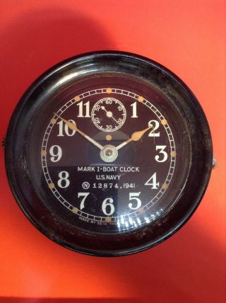 Seth Thomas Ww2 Bakelite Us Navy Mk 1 Boat Clock Sub Pt Boat Running 1943