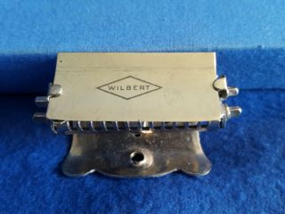 VERY RARE WILBERT SAFETY RAZOR IN GREAT LITHO TIN W/FRAMED INSTRUCTION SHEET 3
