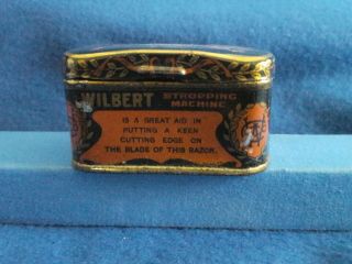 VERY RARE WILBERT SAFETY RAZOR IN GREAT LITHO TIN W/FRAMED INSTRUCTION SHEET 6