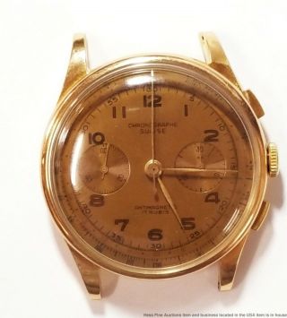18k Rose Gold Chronographe Suisse Antimagnetic 17j Vintage Chronograph Watch
