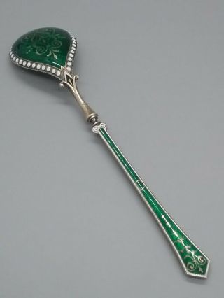 Antique David Andersen Sterling Silver Guilloche Gold Enamel Spoon 925 S Norway 7