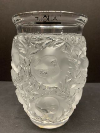 Vtg Gorgeous Lalique Frosted Heavy Art Crystal " Bagatelle " Vase Signed 5 Lbs
