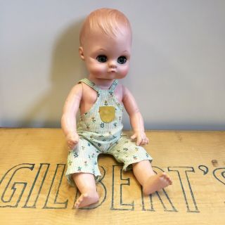 1973 Jolly Toys Inc Baby Doll With Blinking Blue Eyes Posable Arms & Legs