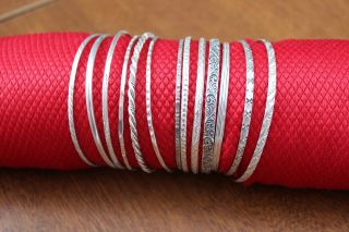 set/vintage sterling silver bangle bracelets southwest Danecraft Beau Wedow 7