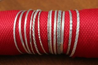 set/vintage sterling silver bangle bracelets southwest Danecraft Beau Wedow 8
