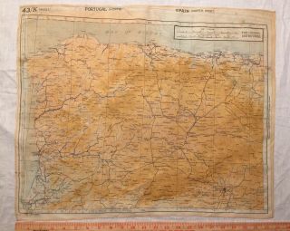 Ww2 Cloth Pilot Escape Map 43k (east And West) France Spain Portugal
