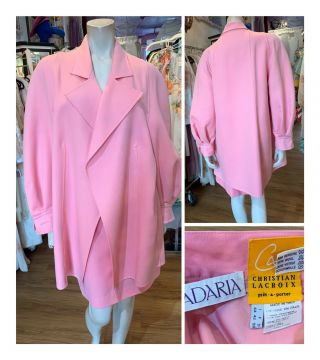 Vintage Christian Lacroix Paris Made In France Pink Skirt Suit Size 44 Us 10