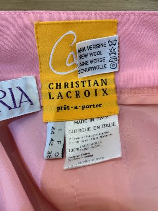 Vintage Christian Lacroix Paris Made in France Pink Skirt Suit Size 44 US 10 2