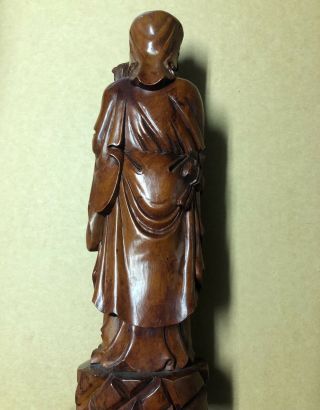 Chinese Hand Carved Wooden Statue Of Man HoldingA Child 3