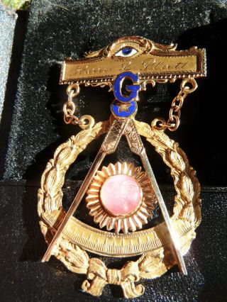 Antique Masonic Freemason Past Master Medal 10k Sun Face 1902 2