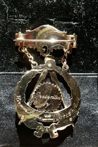 Antique Masonic Freemason Past Master Medal 10k Sun Face 1902 3