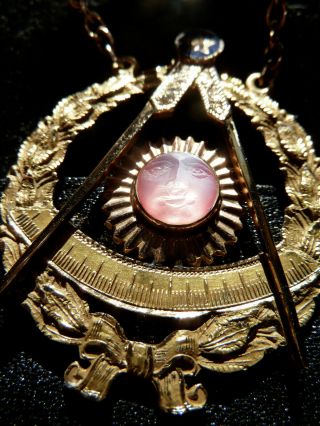 Antique Masonic Freemason Past Master Medal 10k Sun Face 1902 7