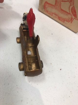 RARE San I Pik woodpecker toothpick Holder dispenser MIB box metal antique Vtg 8