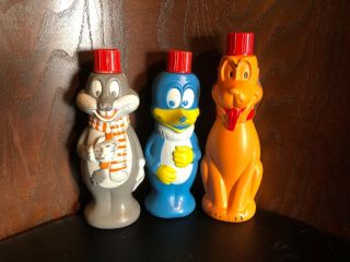 Vintage Soaky Bubble Bath Bottles - Disney Pluto Bugs Bunny Woody Wood Pecker