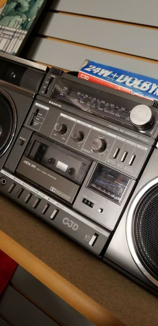 Vintage Sanyo C3D Boombox Cassette Player Retro Ghettoblaster Radio Cond 3