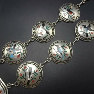 Signed Vintage ZUNI INLAY Sterling Silver BIRD THEMED Necklace and Earrings SET 9