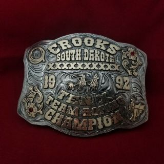 Rodeo Trophy Buckle Vintage 1997 Crooks South Dakota Roping Ten X Champion 257