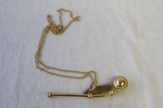 1983 America ' s Cup Challenge Boxed Souvenir Brass Bosum Whistle with Chain. 3