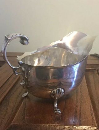 Large Edwardian Solid Silver Sauce Boat On Three Legs.  1905.  145 Grams.  A 653.