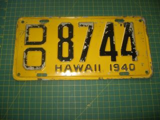Vintage 1940 License Plate Antique Old Early Hawaii United States Nr