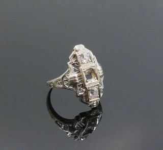 Vintage Art Deco 18k White Gold Diamond Filigree Ring Setting For Restoration