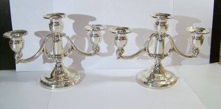 Mueck - Carey Sterling Three Light Candle Holder Pair Weighted Candelabra 358