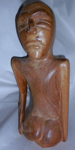 Vintage Trader Vic ' s Signed Hahe Papeete Tahiti Wood Tiki Figure Carved Carving 3