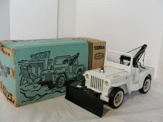 Vintage Tonka Jeep Aa Snow Plow Wrecker Tow Truck In The Box
