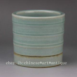 Chinese Old Hand - Carved Porcelain Bean Green Glaze Bamboo Joint Gyrata Flowerpot