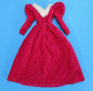 Vintage Barbie - ROYAL VELVET 3215 Cranberry Rose Velvet Gown Dress HTF 2
