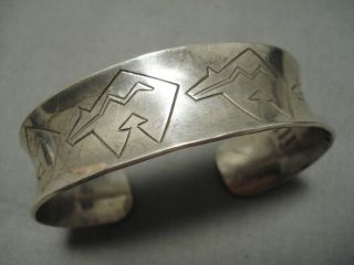 Incredible Vintage Navajo Bear Sterling Silver Bracelet Cuff Old