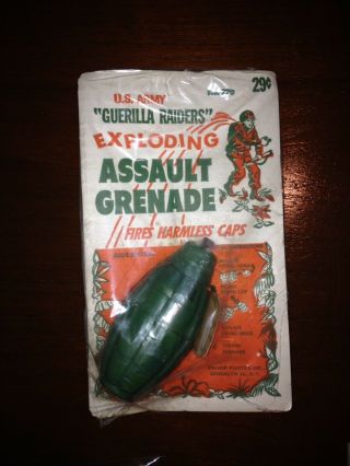 Vintage Us Army Assault Grenade In Package Fires Harmless Caps 1960 