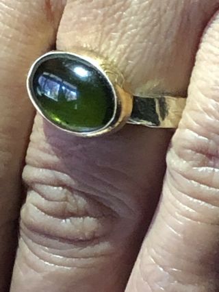 VINTAGE 14 KT YELLOW GOLD SIZE 9 DARK OLIVE TOURMALINE RING BY JES MAHARRY 3