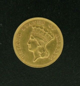 1878 Three Dollar Indian Gold Piece $3 Good Details - Rare Coin