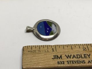 Rare Victor Lee Artisan Sterling Silver Enamel On Coin Round Pendant 5