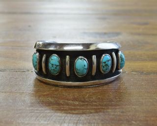 Vintage Southwestern Sterling Silver And Turquoise Cuff Bracelet