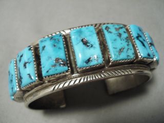 Important Navajo Guild Vintage Navajo Turquoise Sterling Silver Bracelet Old
