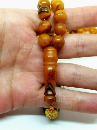 Antique Natural Baltic Amber ISLAMIC 99 PRAYER BEADS ROSARY Butterschotch 53,  68g 4