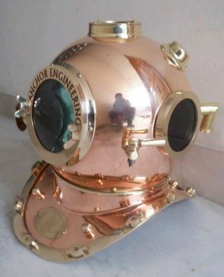 Us Navy Mark V Antiques Diving Divers Helmet Solid Copper Amp Brass Full Size