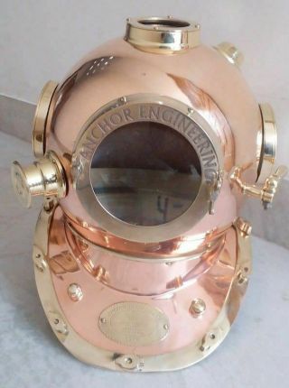 US Navy Mark V Antiques Diving Divers Helmet Solid copper Amp Brass Full Size 2