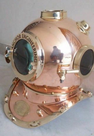 US Navy Mark V Antiques Diving Divers Helmet Solid copper Amp Brass Full Size 3