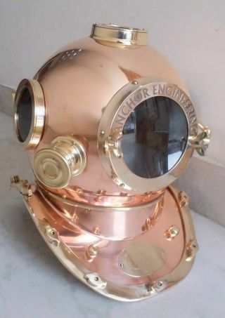 US Navy Mark V Antiques Diving Divers Helmet Solid copper Amp Brass Full Size 4