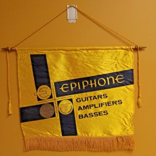 Vintage Epiphone Guitars Amplifiers Basses Dealer Banner - 19 " X 24 "